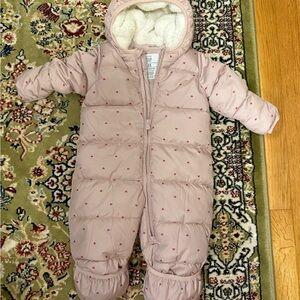 GAP Light Pink Baby Snowsuit with Heart Accents